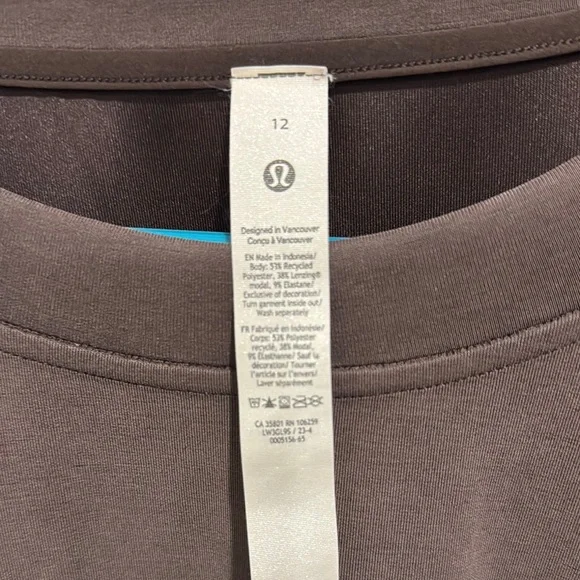 Women's Lululemon Softstreme Cropped Casual Brown Top - Picture 4 of 4